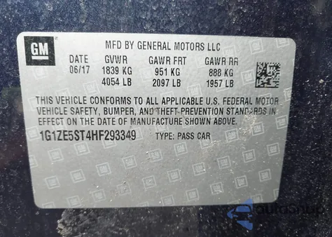 2017 Chevrolet Malibu 1Lt z USA, uszkodzony, nr VIN 1G1ZE5ST4HF293349